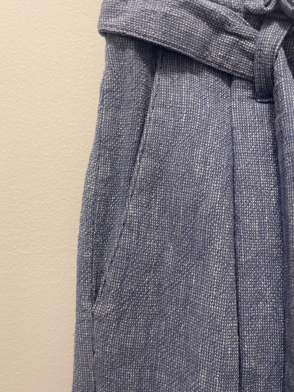 Ellen Tracy Linen Blend Midi Skirt with Tie Belt - Light Blue - Picture 3 of 9